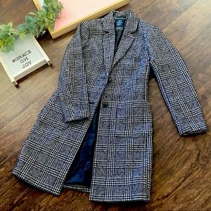 Tweed houndstooth trench-coat winter Coat Black.